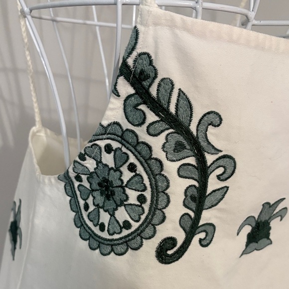 Zara White Mini Dress with Teal Embroidery - Picture 4 of 9